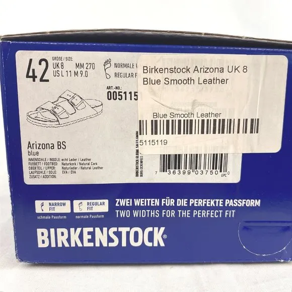 Birkenstock Arizona Blue Smooth Leather Sandals in Men's - FCM60