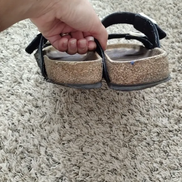 Birkenstock Arizona chameleon snake print black leather sandals sz 38/7,5