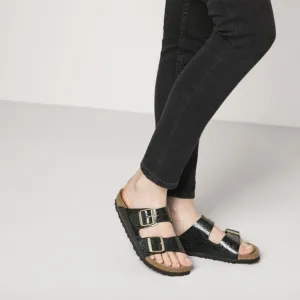 Birkenstock Arizona chameleon snake print black leather sandals sz 38/7,5