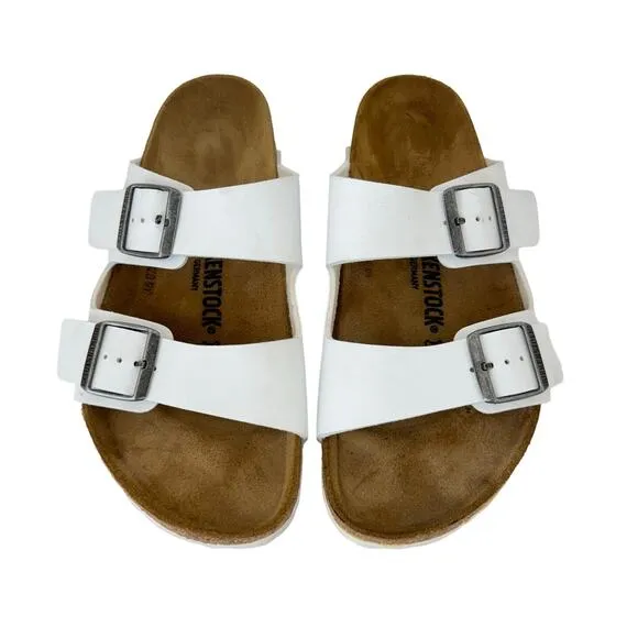 Birkenstock Arizona Classic Two Buckle Sandals Slides White 41, L10, M8 Regular