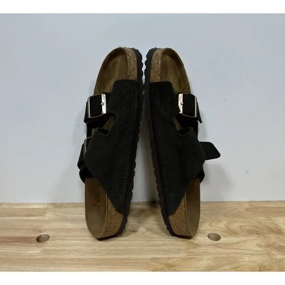 Birkenstock Arizona Dark Brown Suede Leather Soft Footbed Sandals Women’s Sz 9