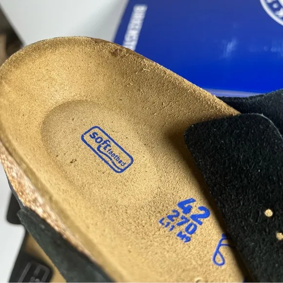 Birkenstock Arizona Men’s Sandals Soft Footbed Black Suede Leather Size 9