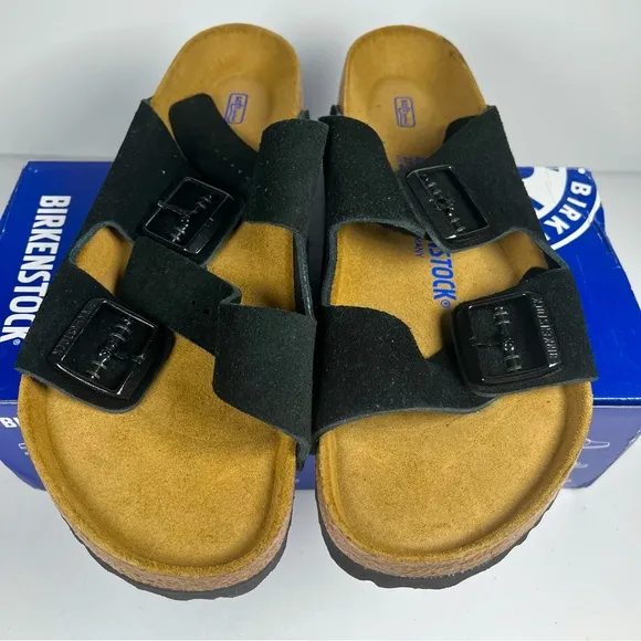 Birkenstock Arizona Men’s Sandals Soft Footbed Black Suede Leather Size 9