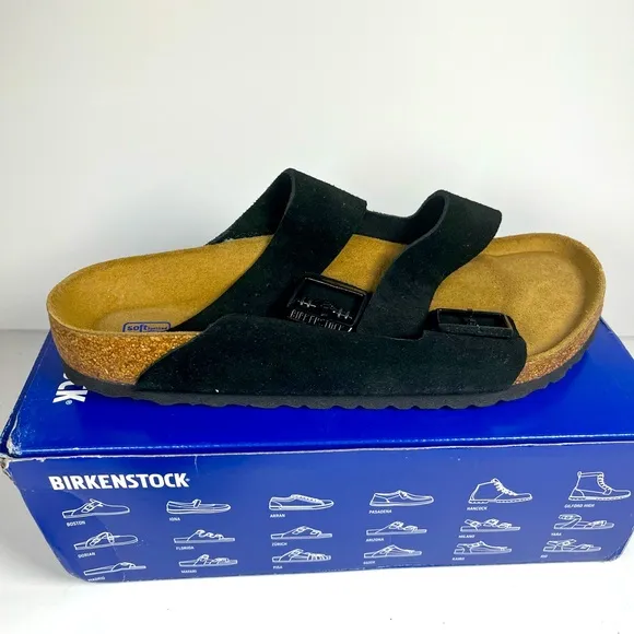 Birkenstock Arizona Men’s Sandals Soft Footbed Black Suede Leather Size 9