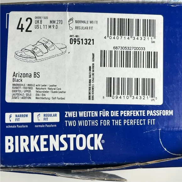 Birkenstock Arizona Men’s Sandals Soft Footbed Black Suede Leather Size 9