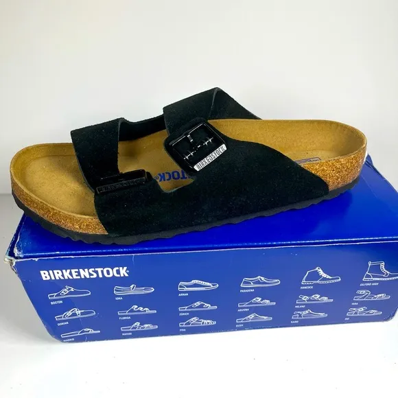 Birkenstock Arizona Men’s Sandals Soft Footbed Black Suede Leather Size 9