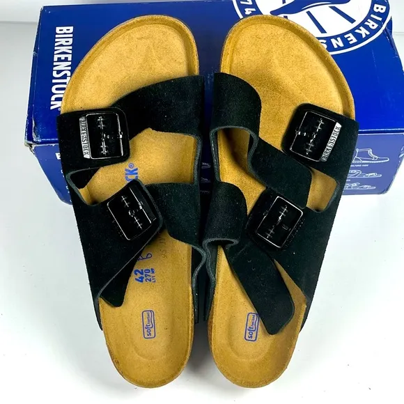 Birkenstock Arizona Men’s Sandals Soft Footbed Black Suede Leather Size 9