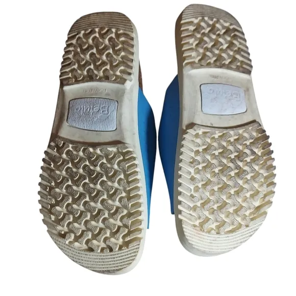 Birkenstock Betula Bright Blue Leather Buckle Strap Accent Sandals Women's