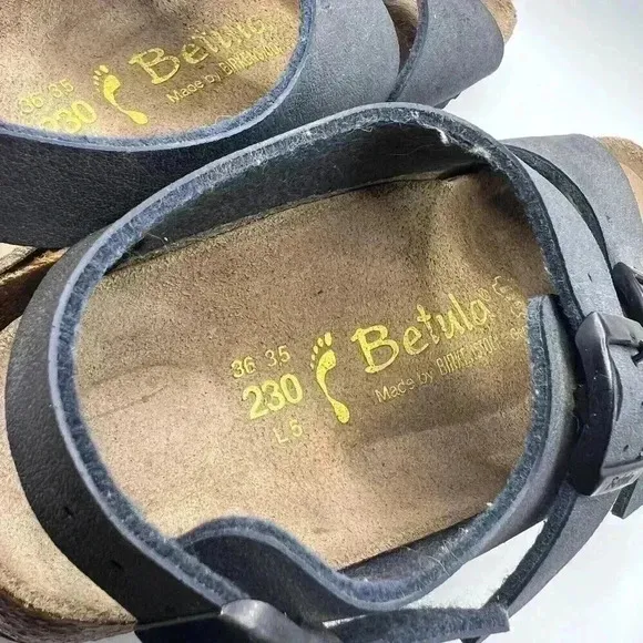 BIRKENSTOCK BETULA Navy Blue LEATHER Footbed SANDALS 36 35 L5