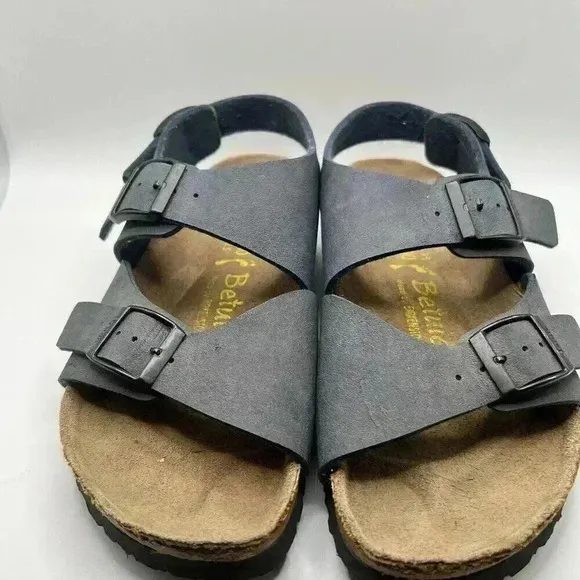 BIRKENSTOCK BETULA Navy Blue LEATHER Footbed SANDALS 36 35 L5
