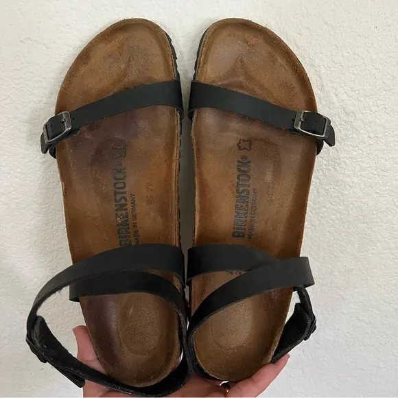 Birkenstock Daloa Black Leather Sandals Size 9