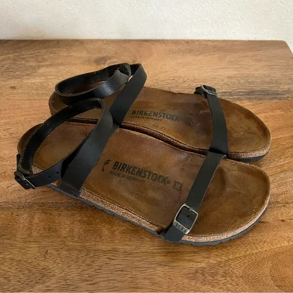 Birkenstock Daloa Black Leather Sandals Size 9
