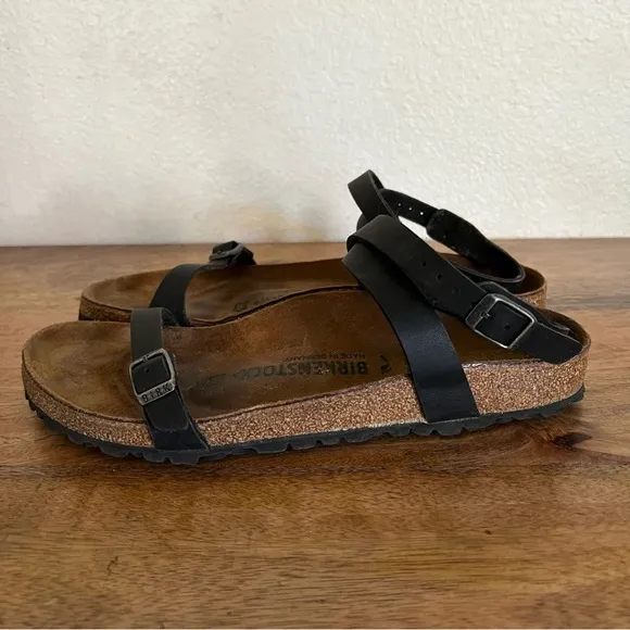 Birkenstock Daloa Black Leather Sandals Size 9