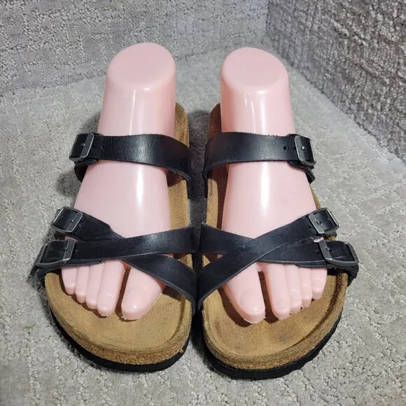 Birkenstock Franca Unisex Size EU 38 US L7 M5 R Black Leather Strap Sandals