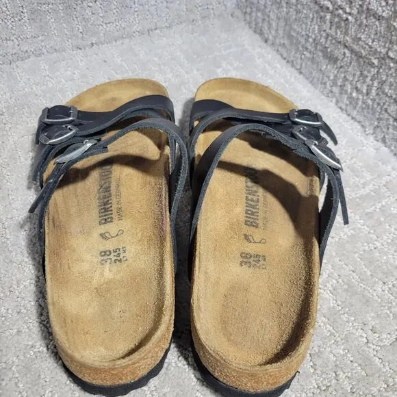 Birkenstock Franca Unisex Size EU 38 US L7 M5 R Black Leather Strap Sandals