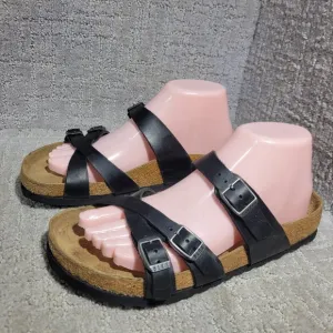 Birkenstock Franca Unisex Size EU 38 US L7 M5 R Black Leather Strap Sandals