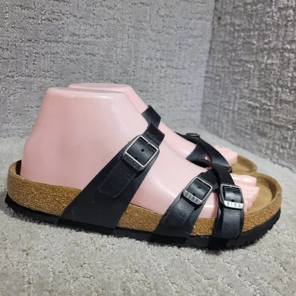 Birkenstock Franca Unisex Size EU 38 US L7 M5 R Black Leather Strap Sandals