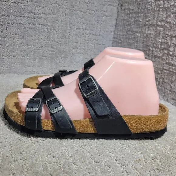 Birkenstock Franca Unisex Size EU 38 US L7 M5 R Black Leather Strap Sandals