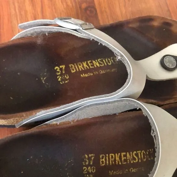 Birkenstock, Gizeh silver, vegan leather sandals, size 37