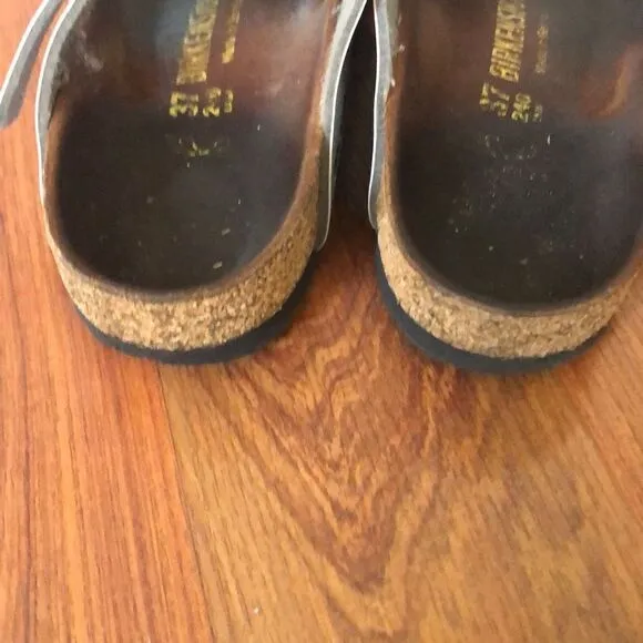 Birkenstock, Gizeh silver, vegan leather sandals, size 37