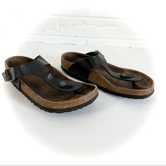 Birkenstock Gizeh Women’s Leather Sandals Black Size 36 5-5.5