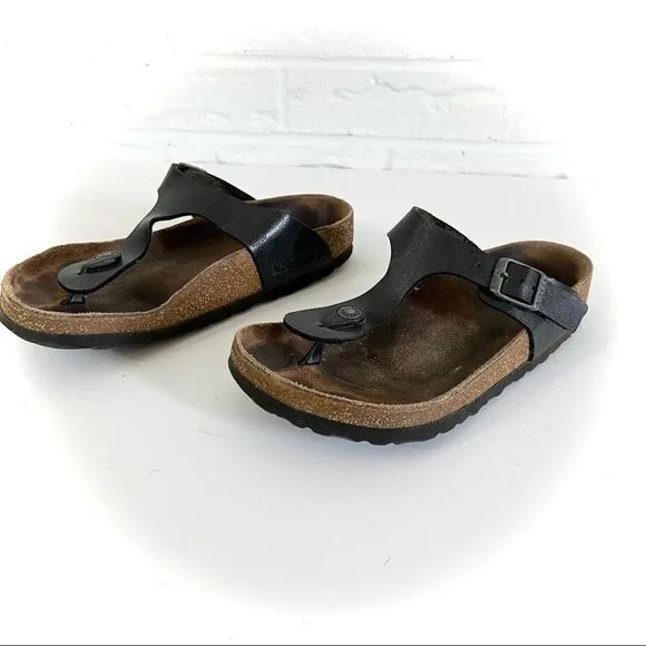 Birkenstock Gizeh Women’s Leather Sandals Black Size 36 5-5.5