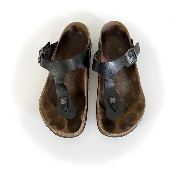 Birkenstock Gizeh Women’s Leather Sandals Black Size 36 5-5.5