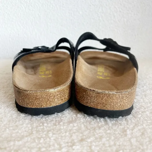 Birkenstock Granada Black Patent Leather Slides Sandals Size EU 41