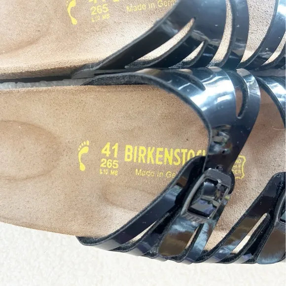 Birkenstock Granada Black Patent Leather Slides Sandals Size EU 41