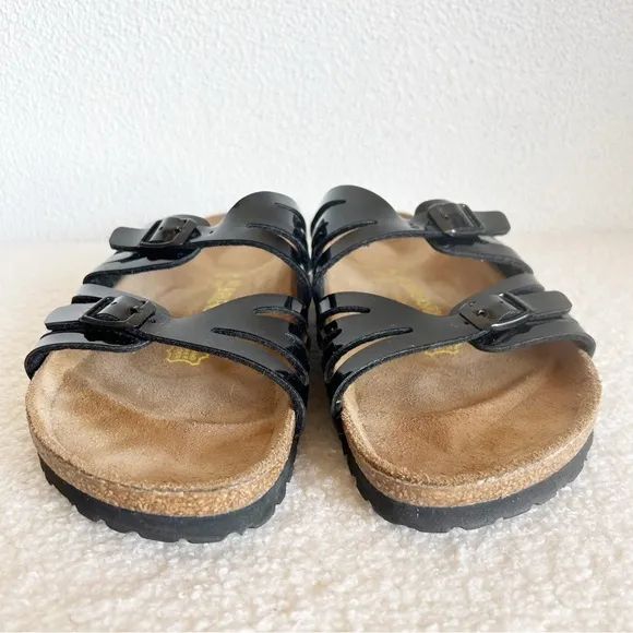 Birkenstock Granada Black Patent Leather Slides Sandals Size EU 41