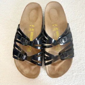 Birkenstock Granada Black Patent Leather Slides Sandals Size EU 41