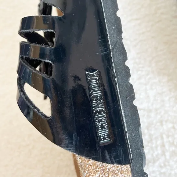 Birkenstock Granada Black Patent Leather Slides Sandals Size EU 41