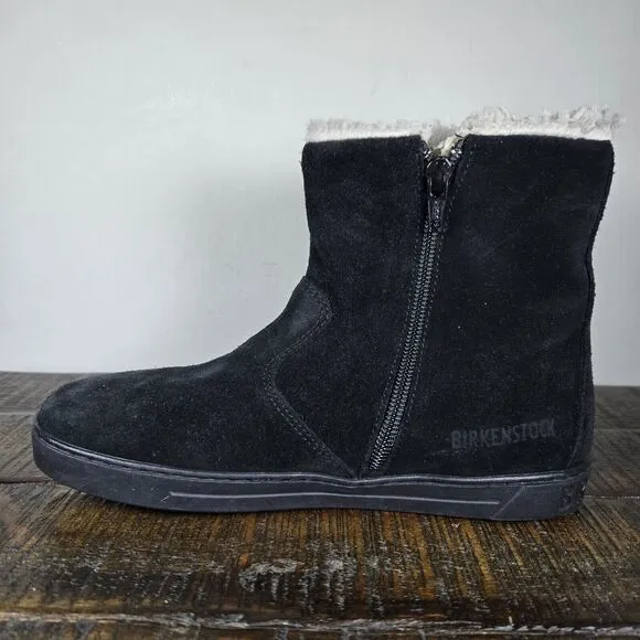 Birkenstock Lille Boot Kids Size 3 EU 34 Regular Suede Side Zip Boots Black