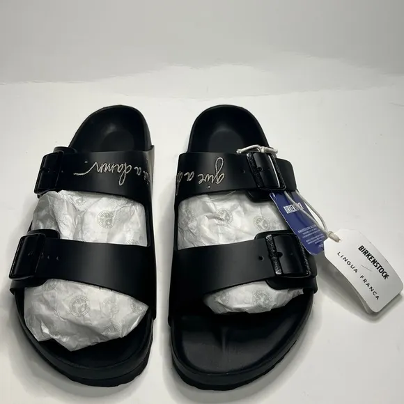 Birkenstock Lingua Franca black leather Arizona sandals