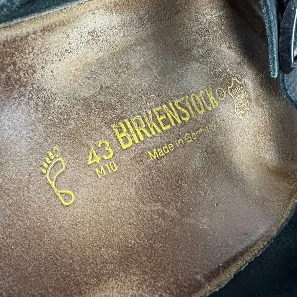 Birkenstock Mens Arizona Black Leather Sandals 10 43 Slip On Slides Double Strap
