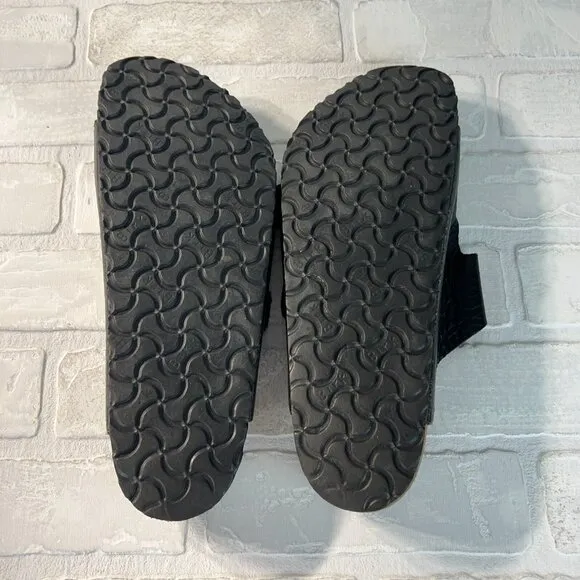 Birkenstock Mens Arizona Black Leather Sandals 10 43 Slip On Slides Double Strap