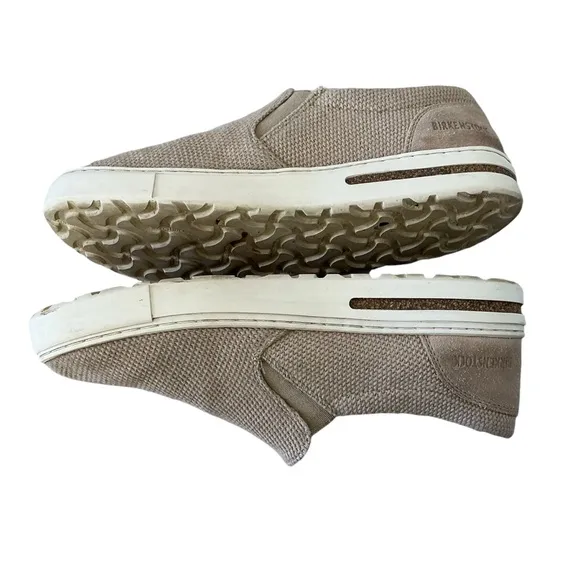 Birkenstock Oswego slip on canvas loafers shoes casual men’s beige shoes Sz 39