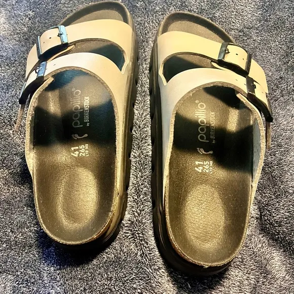 Birkenstock Papillio Chunky Platform Arizona Stone Coin Birko-Flor