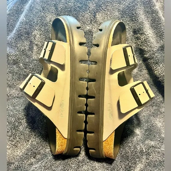 Birkenstock Papillio Chunky Platform Arizona Stone Coin Birko-Flor