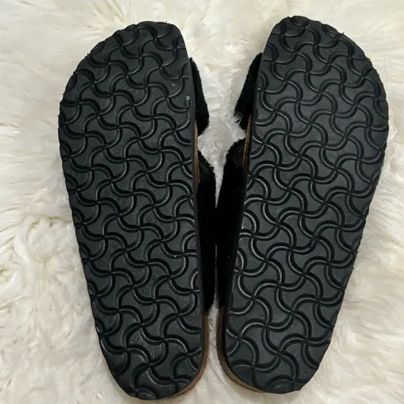 Birkenstock Papillio Daytona Plush Black Shearling Slides 40