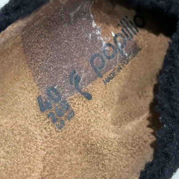 Birkenstock Papillio Daytona Plush Black Shearling Slides 40