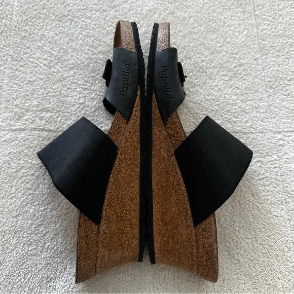 Birkenstock Papillio Della Wedge Heel Black Sandals 10-10.5