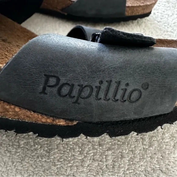 Birkenstock Papillio Della Wedge Heel Black Sandals 10-10.5