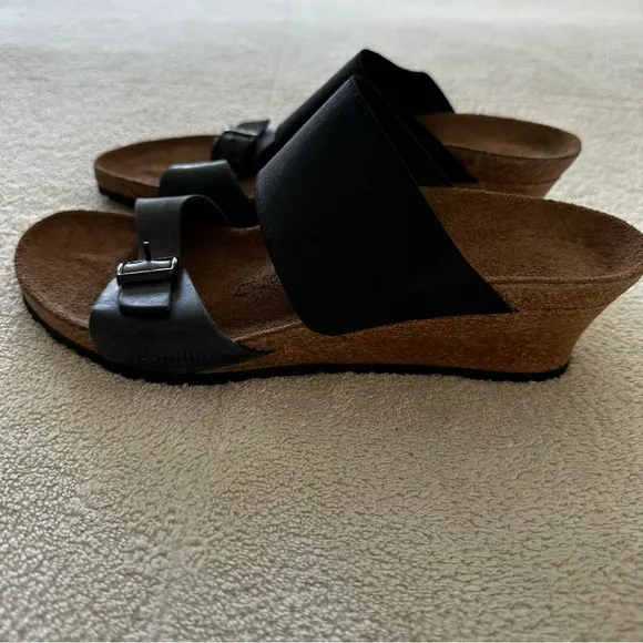 Birkenstock Papillio Della Wedge Heel Black Sandals 10-10.5