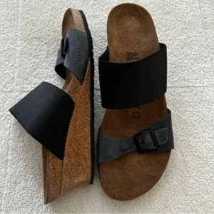 Birkenstock Papillio Della Wedge Heel Black Sandals 10-10.5