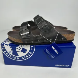 Birkenstock Sandals Men 13 (46 EU) Arizona Light Studs Iron Oiled Leather NEW