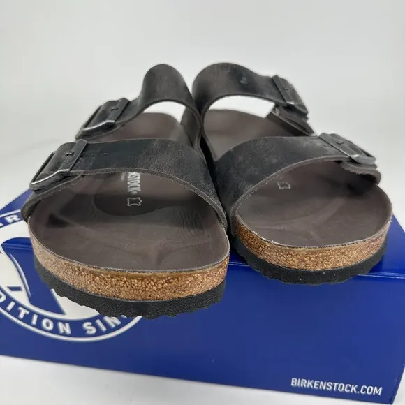Birkenstock Sandals Men 13 (46 EU) Arizona Light Studs Iron Oiled Leather NEW