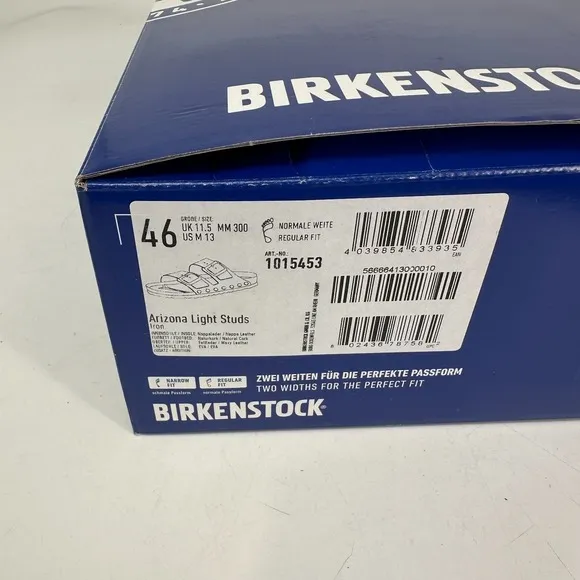 Birkenstock Sandals Men 13 (46 EU) Arizona Light Studs Iron Oiled Leather NEW