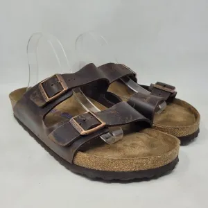 Birkenstock Sandals Mens EU45 US12 Arizona Brown Oiled Habana Leather Slides
