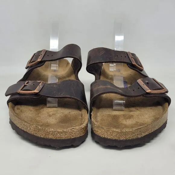 Birkenstock Sandals Mens EU45 US12 Arizona Brown Oiled Habana Leather Slides